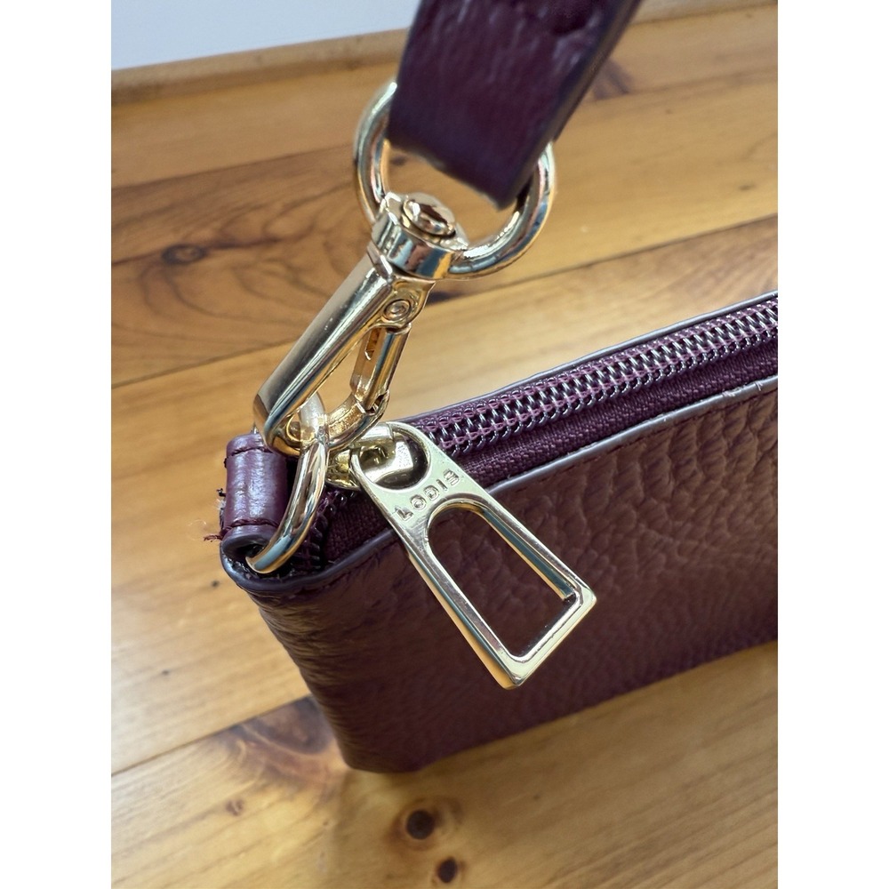LODIS Emily Burgundy Pebbled Leather Convertible Shoulder Bag Wristlet or Clutch - Picture 6 of 10